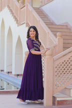 Luxury Faux Blooming Gown With Sequence & Beads Embroidery
