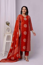 Comfort Fit Cotton Kurta Pant Set with Mirror Work & Pocket Detail