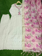 Elegant Hand Thread Embroidered Anarkali with Silk Dupatta