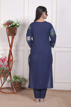 New Launch Cotton Schiffli Embroidered Kurti Pant Dupatta Set