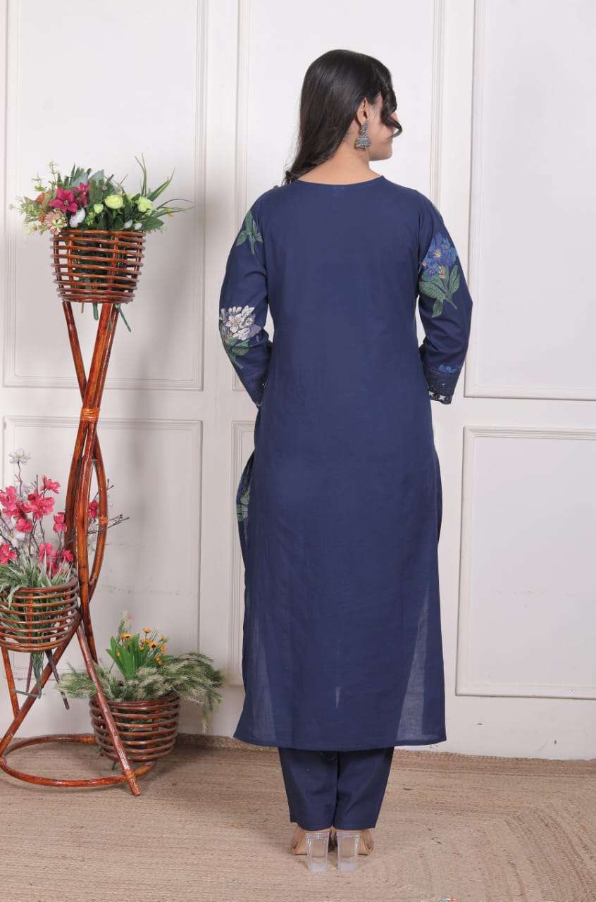 New Launch Cotton Schiffli Embroidered Kurti Pant Dupatta Set
