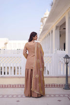 Gold Brown Kurti Sharara With Dupatta Set for Weddings and Grand Festive Moments