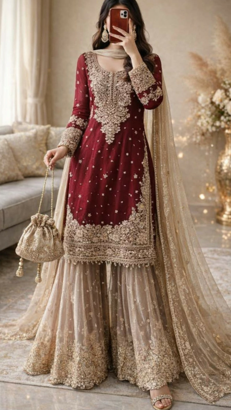 Designer Kurti sharara Set for special festive and wedding occasion