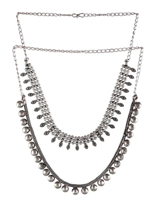Set of 2 Silver-Plated German Silver Oxidised Necklace