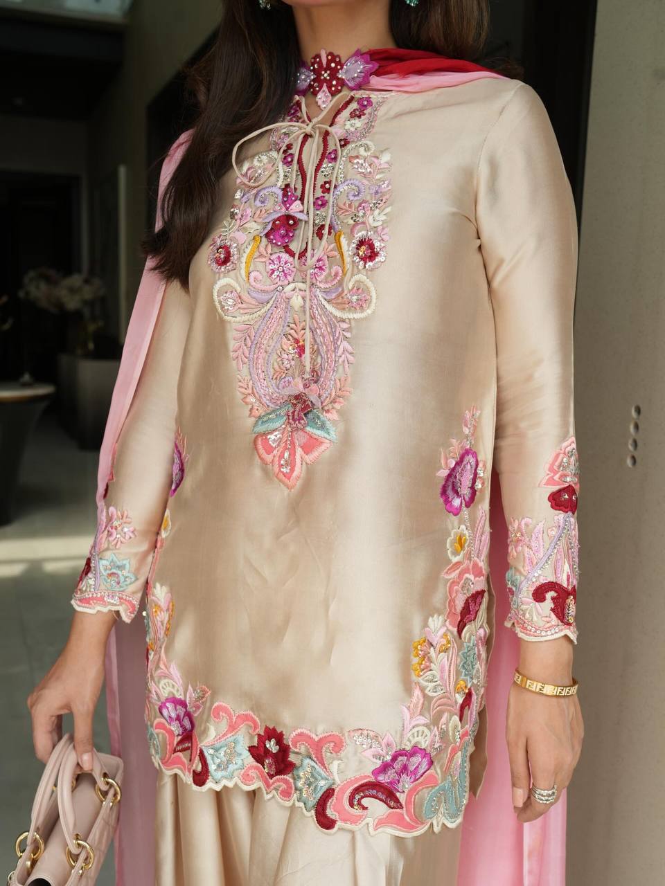 Elegant Farshi Salwar with Kurti & Dupatta for Wedding Guest Wear