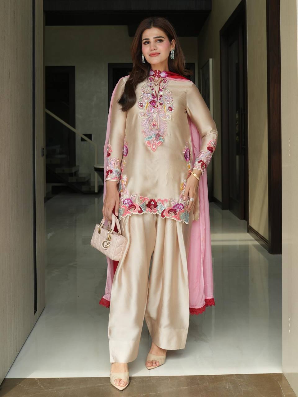 Elegant Farshi Salwar with Kurti & Dupatta for Wedding Guest Wear