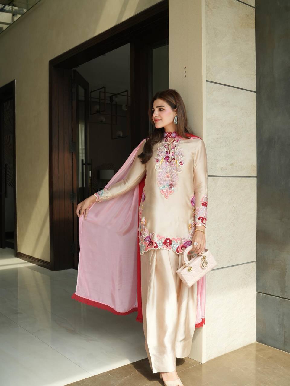 Elegant Farshi Salwar with Kurti & Dupatta for Wedding Guest Wear