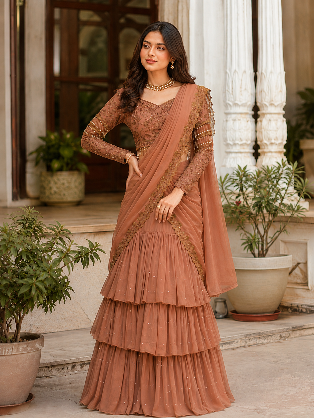 Luxury Georgette Lehenga Saree Set for Women - Reception & Festive Collection