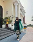 Pure Heavy Velvet Embroidered Suit with Sequins &amp; Net Dupatta
