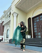Pure Heavy Velvet Embroidered Suit with Sequins &amp; Net Dupatta