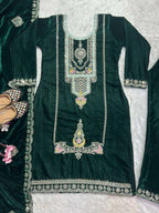Green Heavy Velvet Party Wear Set - Festive & Wedding Collection