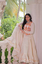 Off-White Kora Cotton Gown: Multi-Thread Navratri Edition
