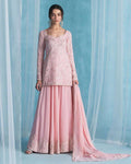 Soft Pink Party Suit: Sequin Kurti Palazzo Dupatta Edition