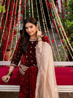 Designer Heavy Velvet Palazzo Set - Embroidered Party Wear with Dupatta