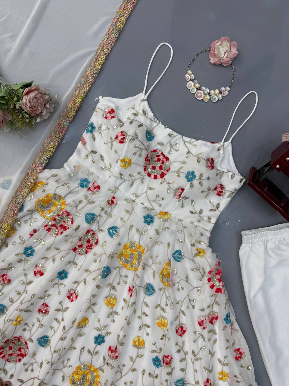 Women's Floral Anarkali Suit Set with Elegant Dupatta