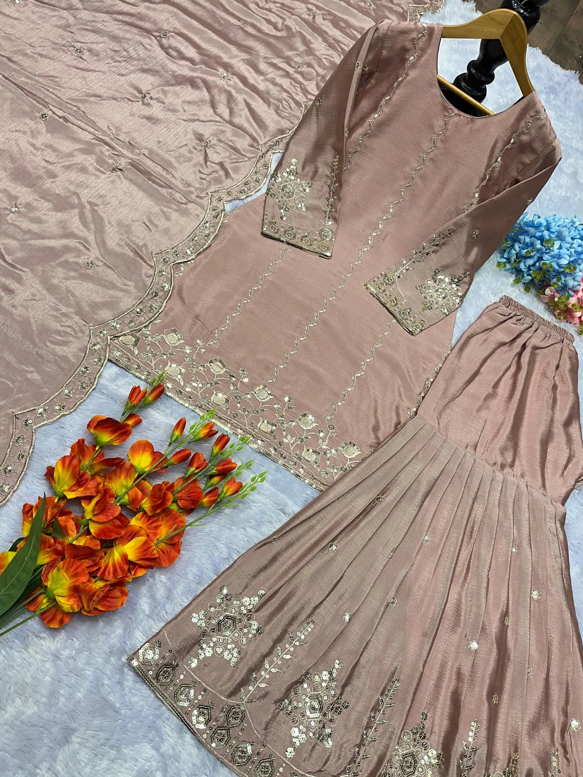 Designer Pastel Kurti Sharara Set â€“ Wedding & Party Special