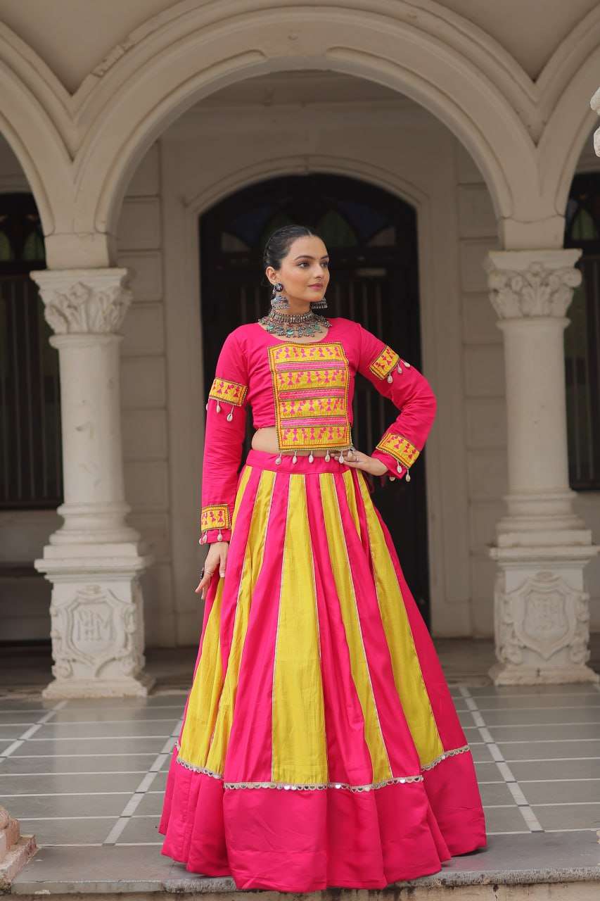 Elegant Mirror Lace Navratri Lehenga Choli for Garba Nights
