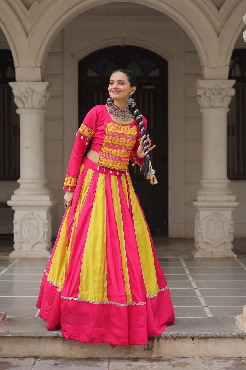 Elegant Mirror Lace Navratri Lehenga Choli for Garba Nights