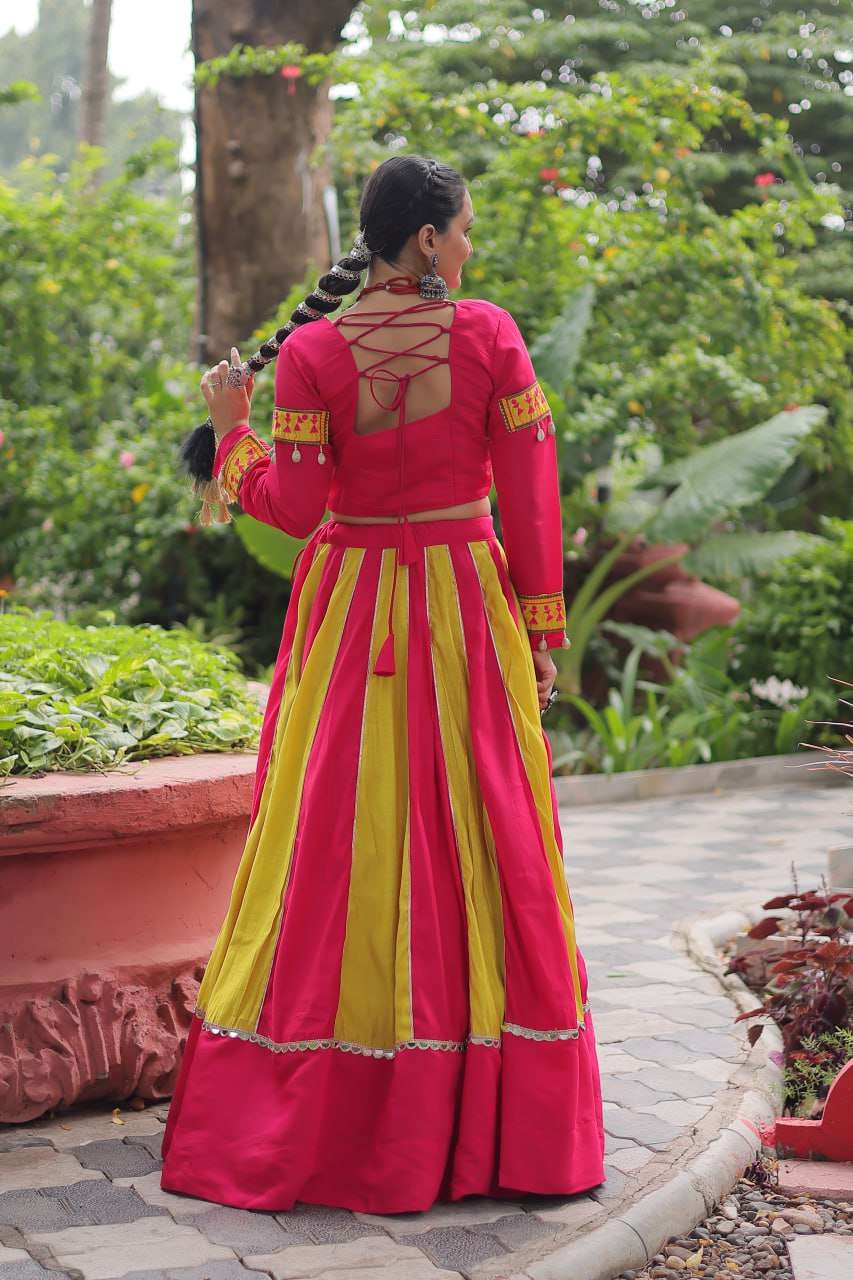 Elegant Mirror Lace Navratri Lehenga Choli for Garba Nights