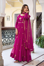 Festive Pink Georgette Gown with Sequins Work