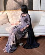Chic Grey Festive Kurti Palazzo Suit with Dupatta