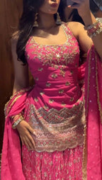 Wine Pink Designer Lehenga Kurti Set for Party & Wedding Wear