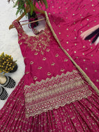 Wine Pink Designer Lehenga Kurti Set for Party & Wedding Wear