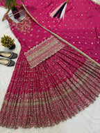 Wine Pink Designer Lehenga Kurti Set for Party & Wedding Wear