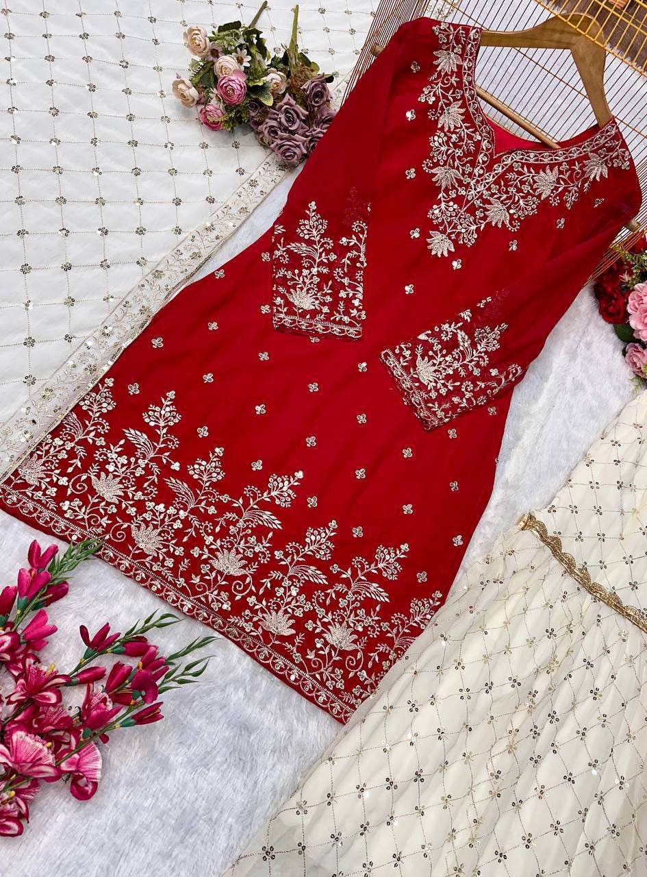 Ethnic 3 Piece Kurti Sharara Dupatta for Wedding and Festive Gatherings
