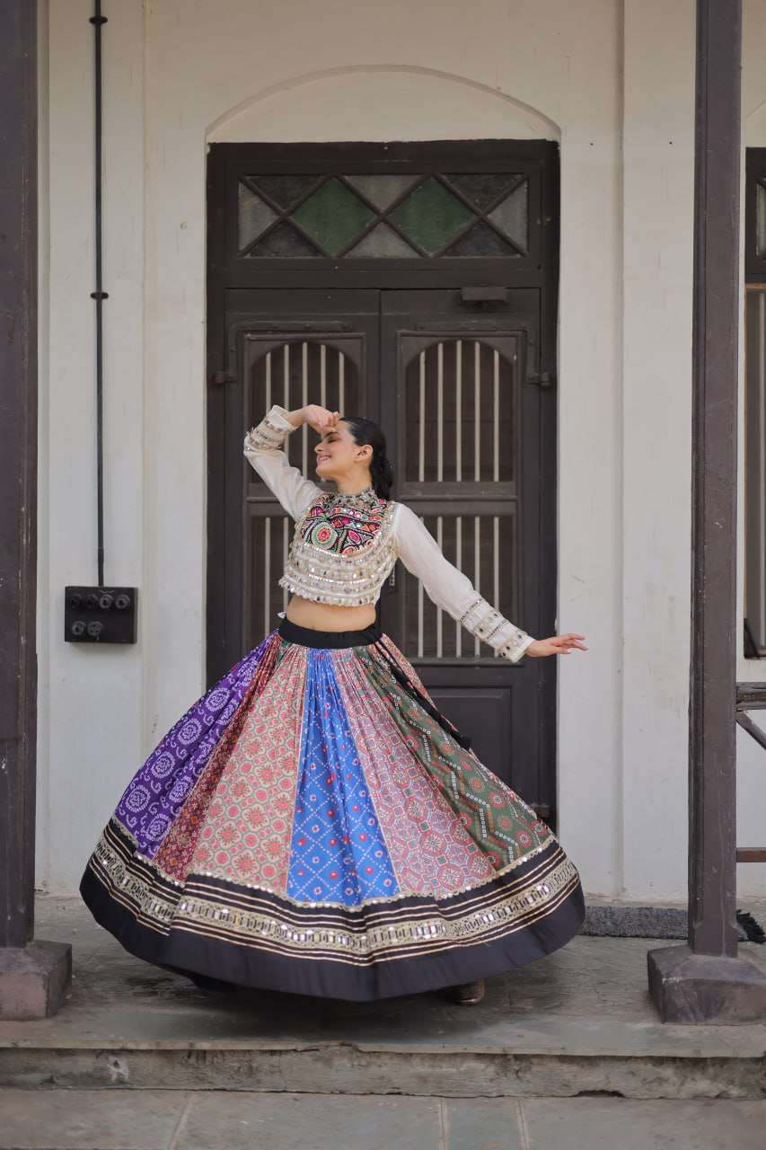 Cotton Printed Lehenga Choli with Mirror Work â€“ Navratri Special