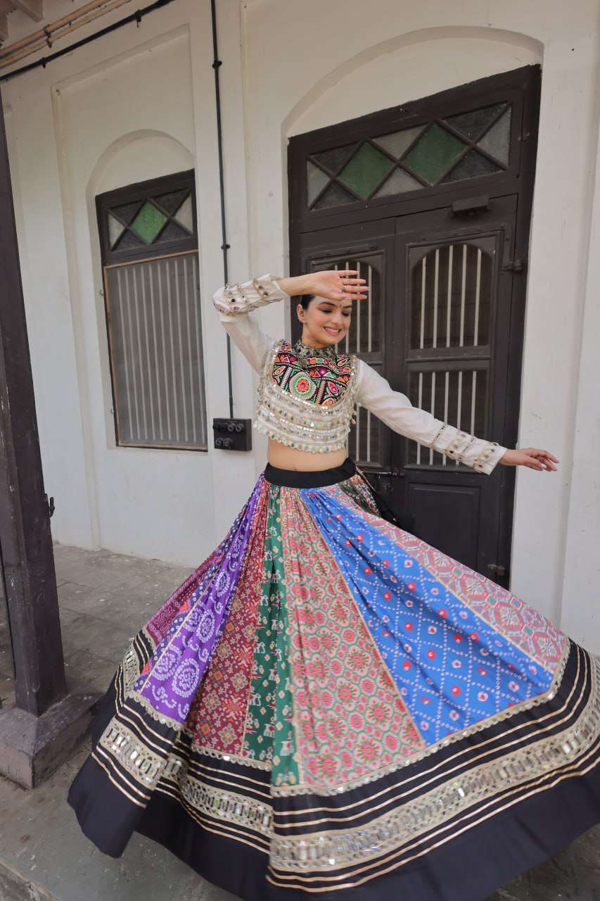 Cotton Printed Lehenga Choli with Mirror Work â€“ Navratri Special