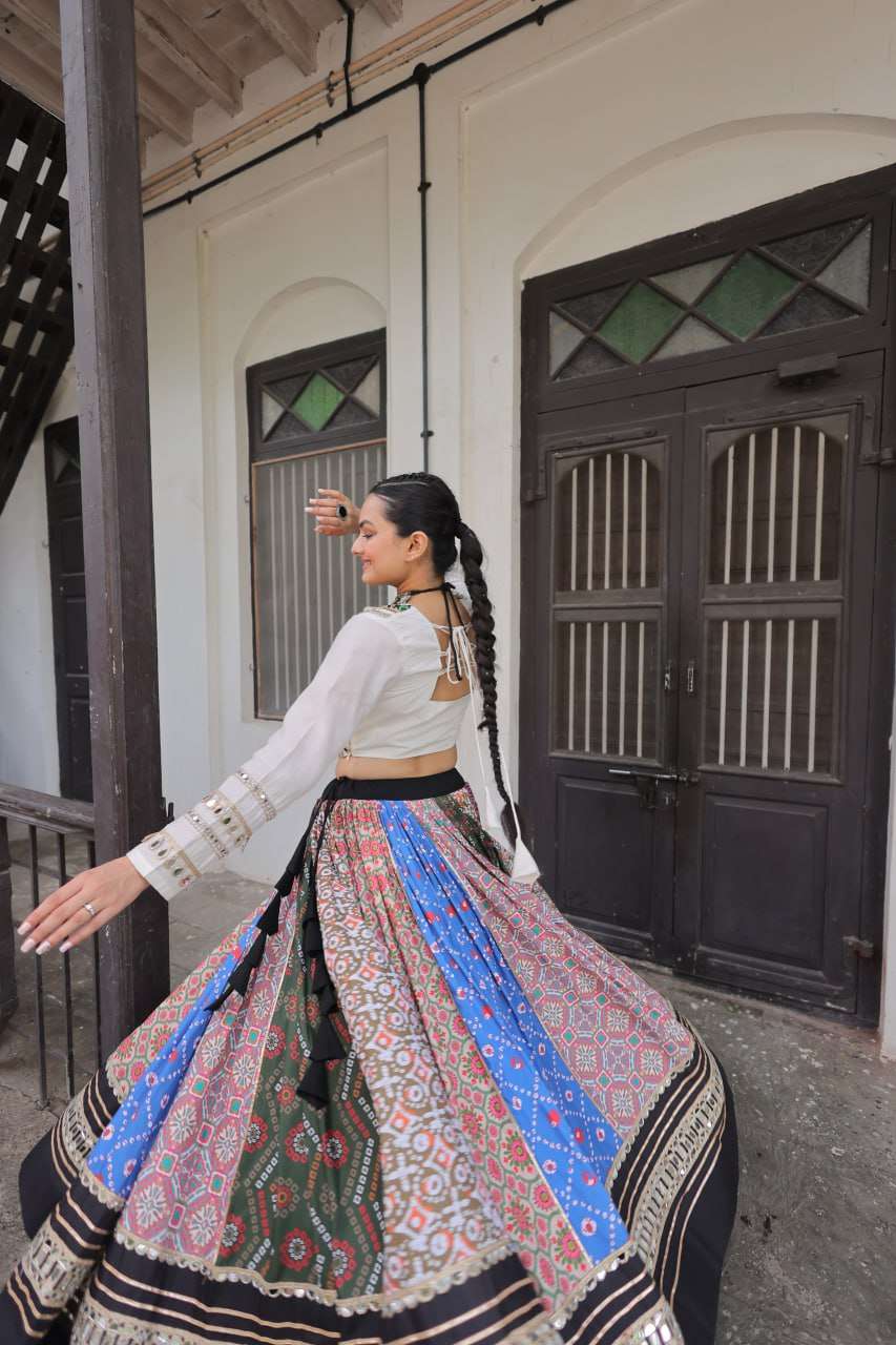 Cotton Printed Lehenga Choli with Mirror Work â€“ Navratri Special