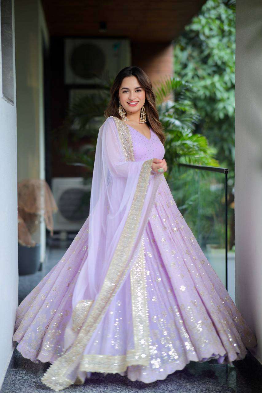 Royal Lavender Readymade Anarkali Set - Perfect Party & Function Wear