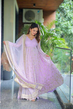 Royal Lavender Readymade Anarkali Set - Perfect Party & Function Wear