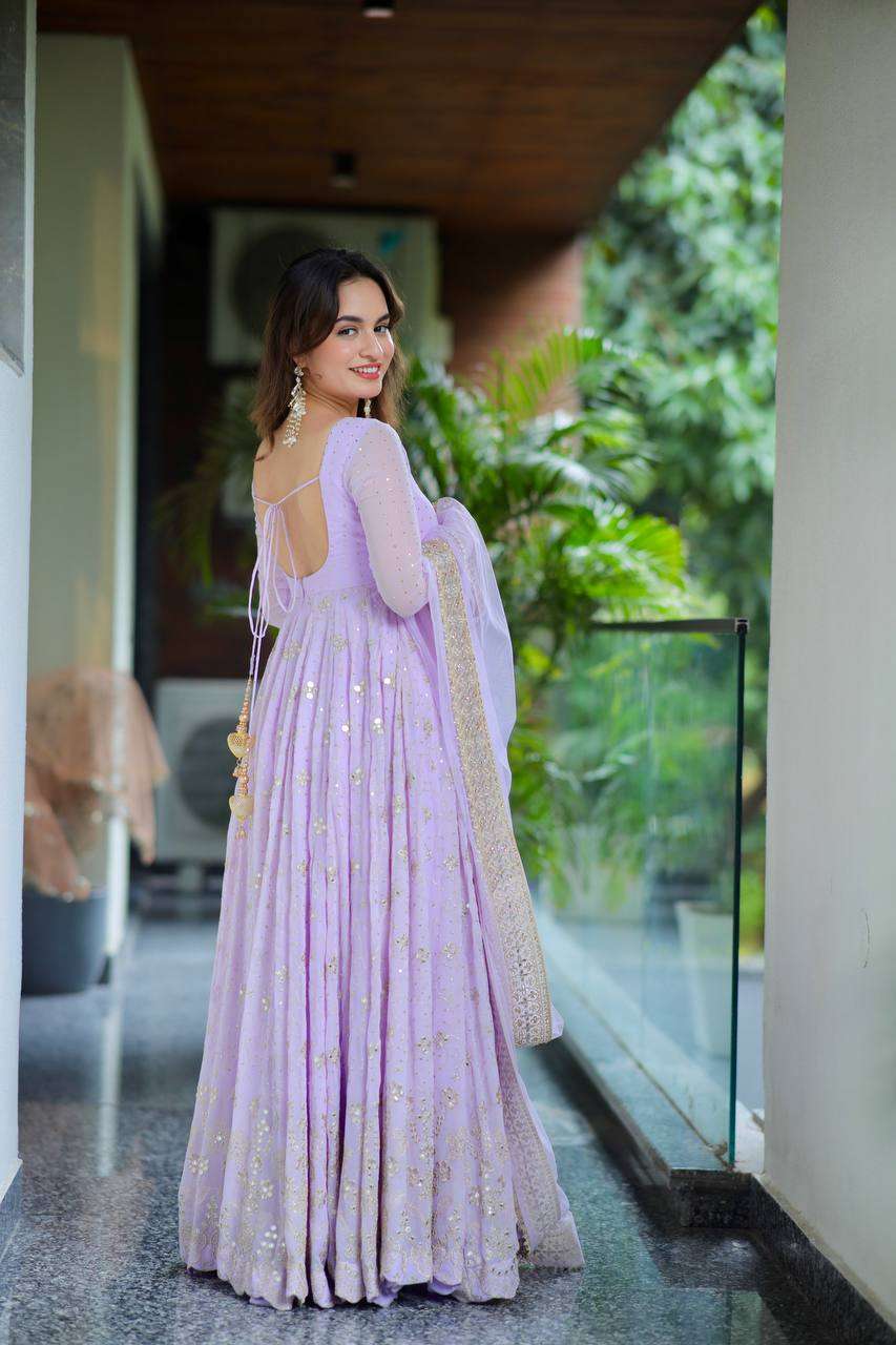 Royal Lavender Readymade Anarkali Set - Perfect Party & Function Wear