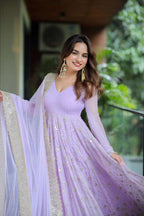 Royal Lavender Readymade Anarkali Set - Perfect Party & Function Wear