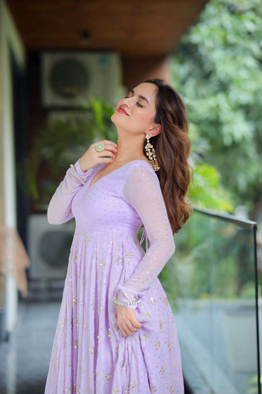 Royal Lavender Readymade Anarkali Set - Perfect Party & Function Wear