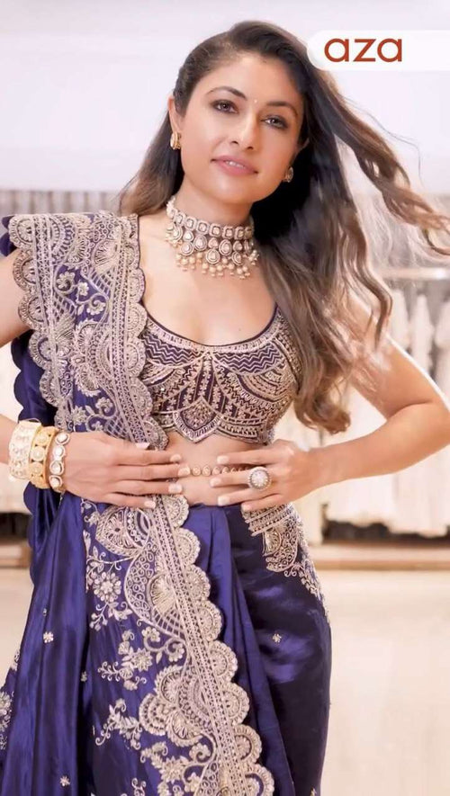 Blue dreams woven in Rangoli silk with sequins that dazzle