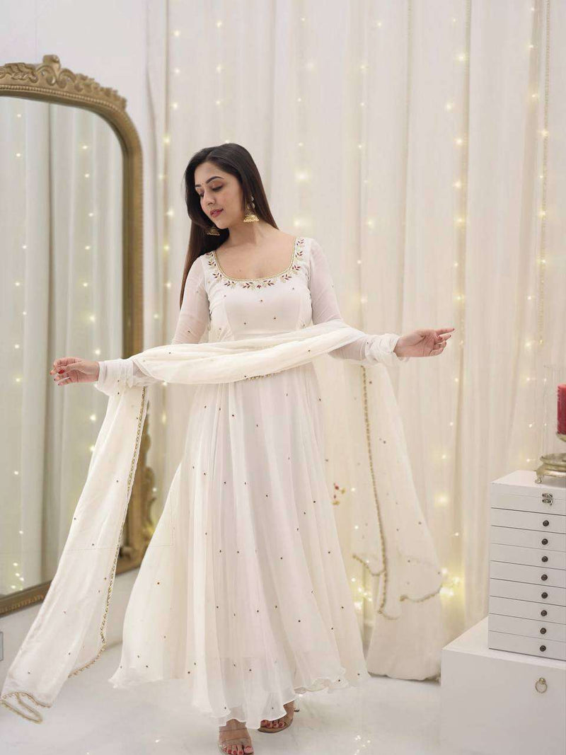 Glamour redefined — sequin-embroidered gown with dupatta