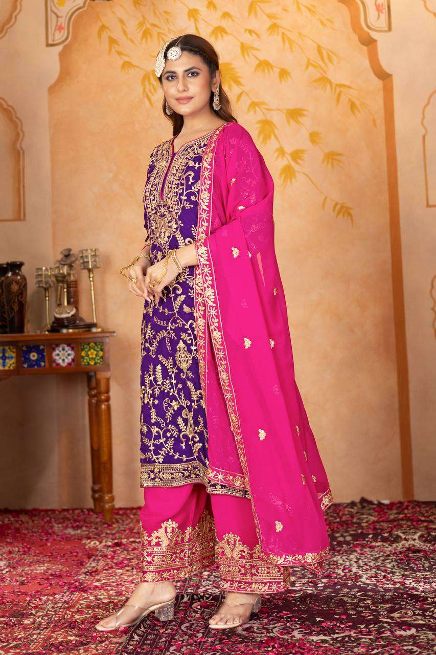 Flaunt festive flair in our heavy georgette palazzo set