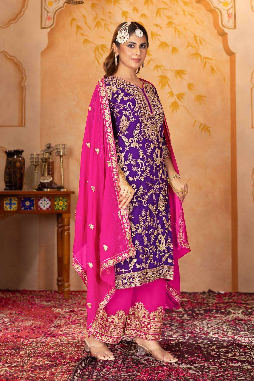 Flaunt festive flair in our heavy georgette palazzo set