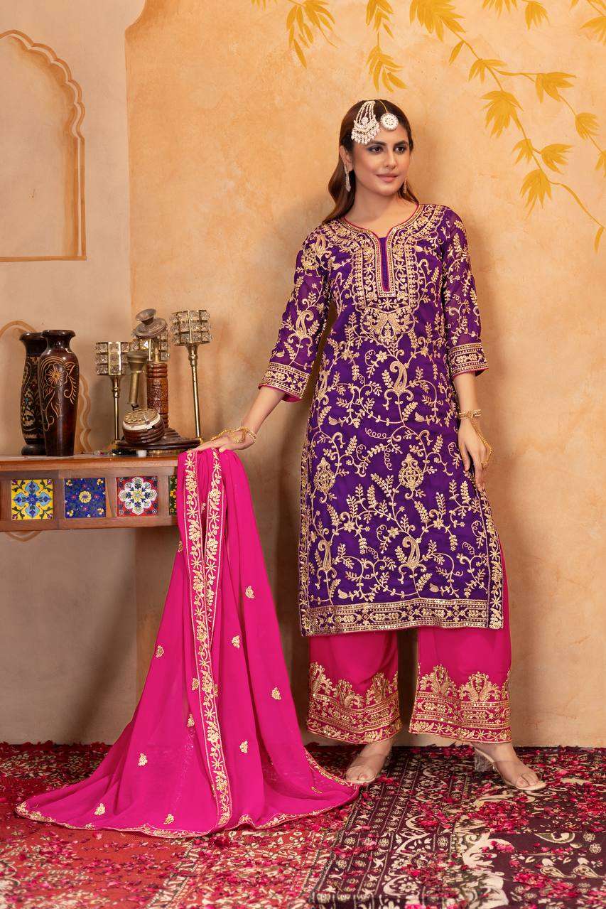 Flaunt festive flair in our heavy georgette palazzo set