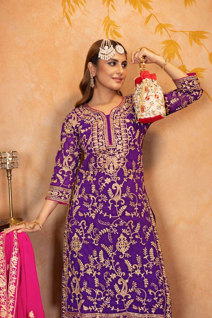 Flaunt festive flair in our heavy georgette palazzo set
