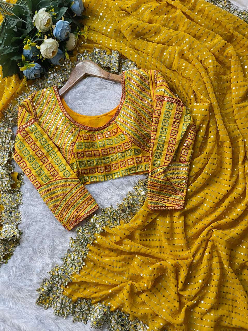 A saree that speaks sequins, coding, and elegance