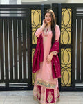 Radiate grace in dusty pink & maroon Chinnon silk glam