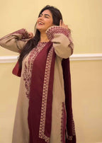 Intricate thread embroidery on Top, Pant with Dupatta