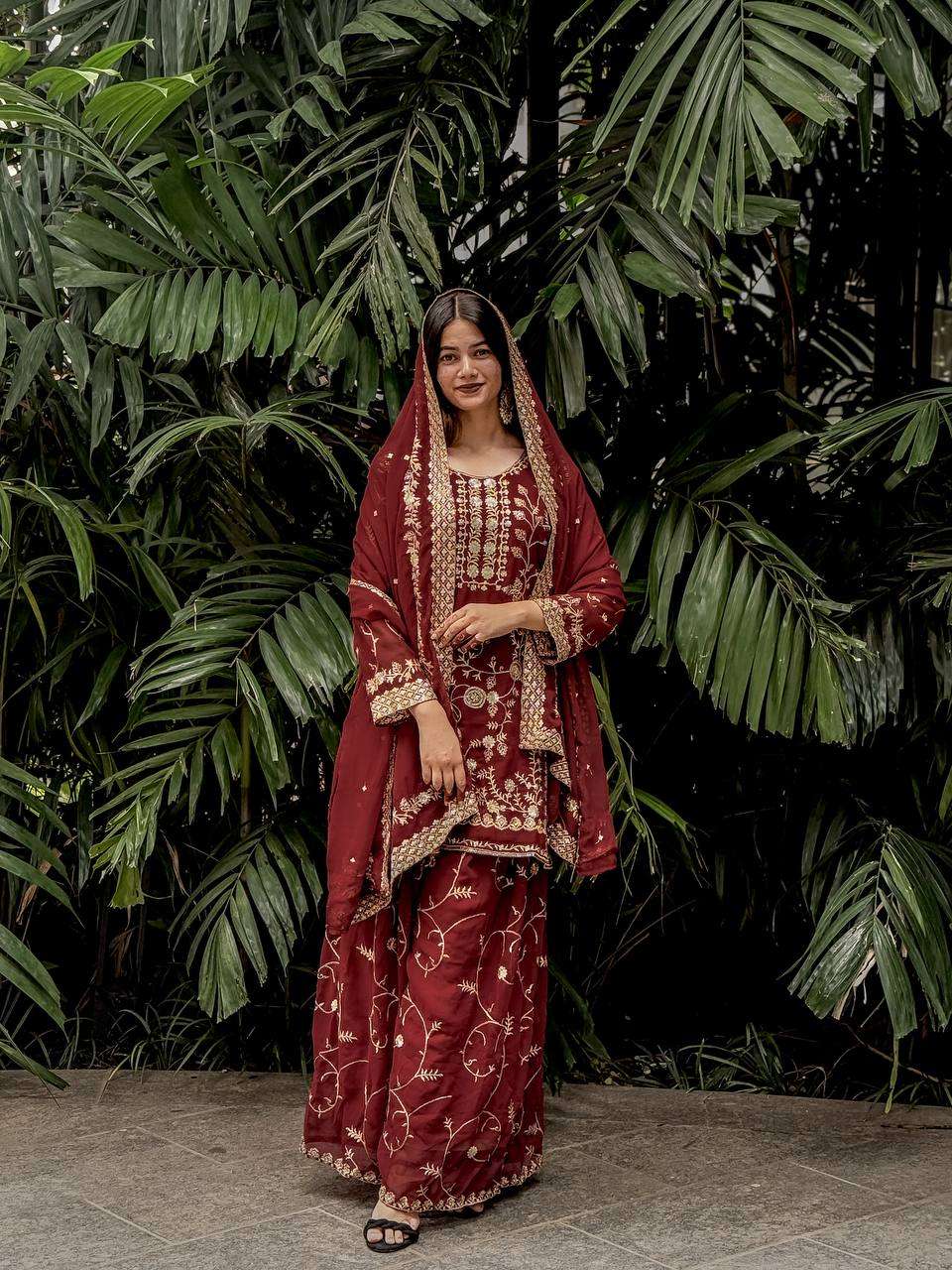 Perfect for festive wear Georgette Top, Palazzo and Dupatta