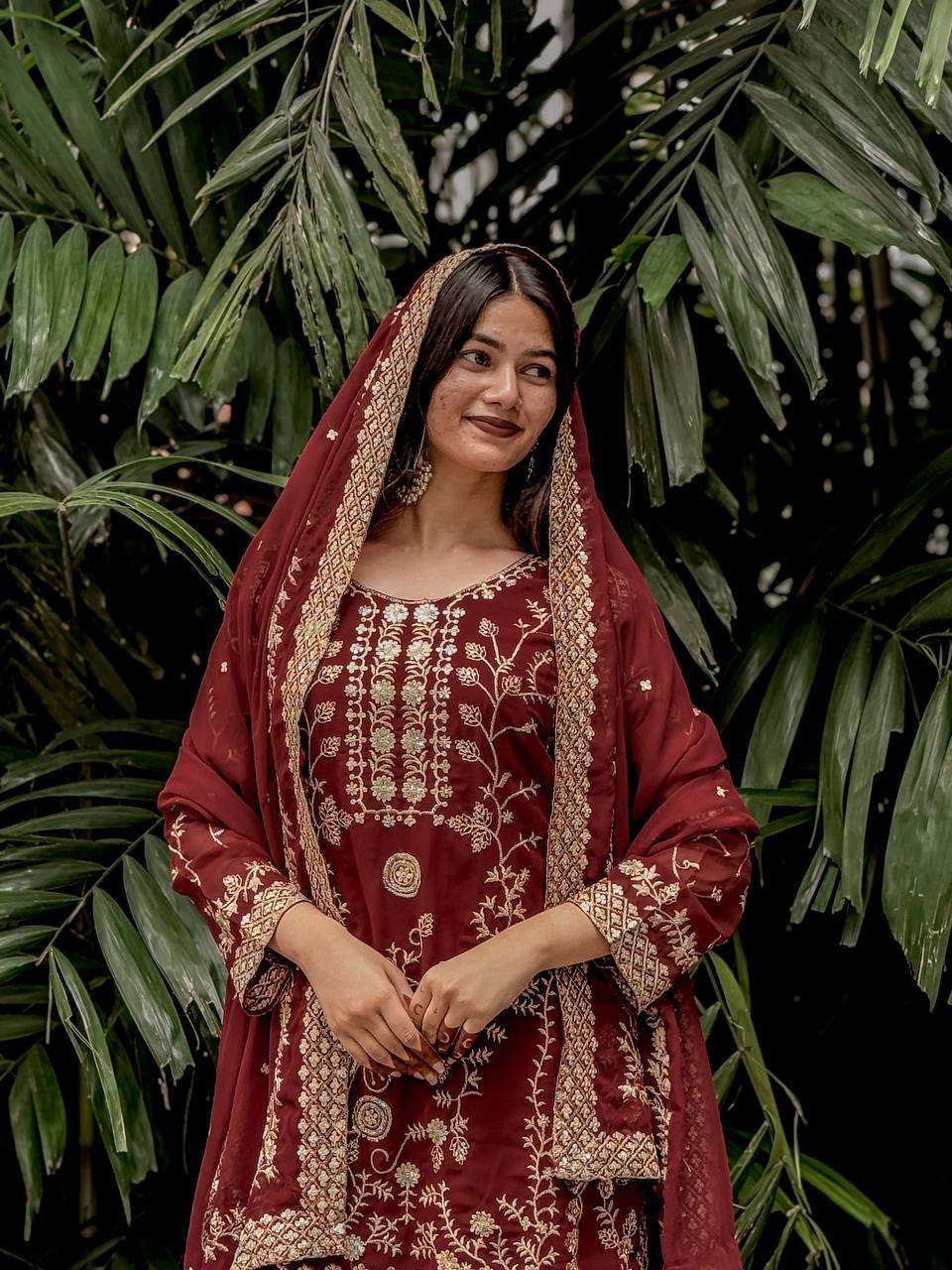 Perfect for festive wear Georgette Top, Palazzo and Dupatta