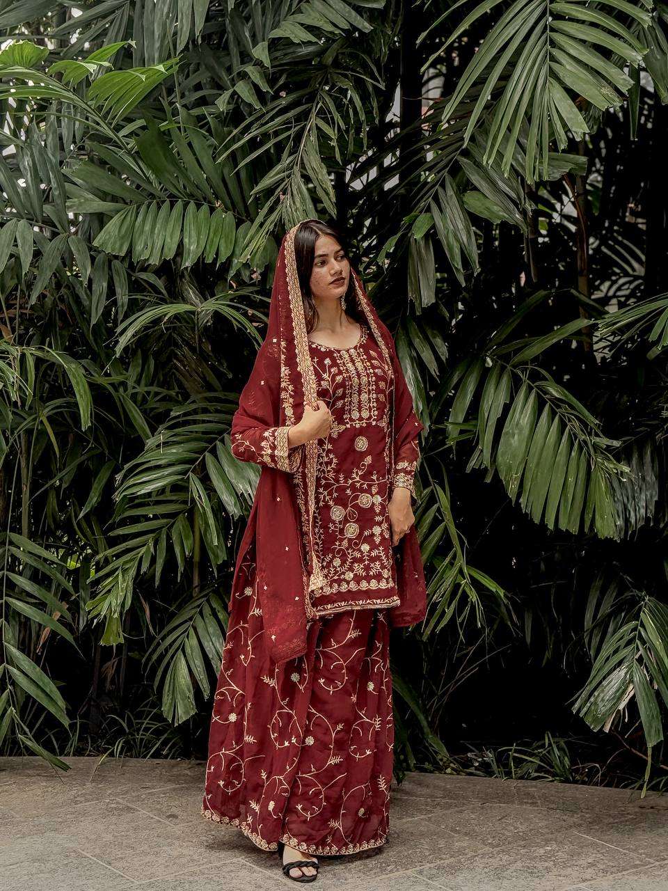 Perfect for festive wear Georgette Top, Palazzo and Dupatta