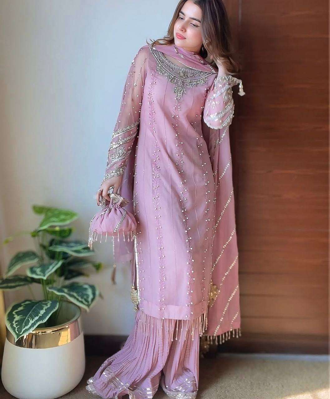 Stylish Kurti Palazzo with designer Dupatta
